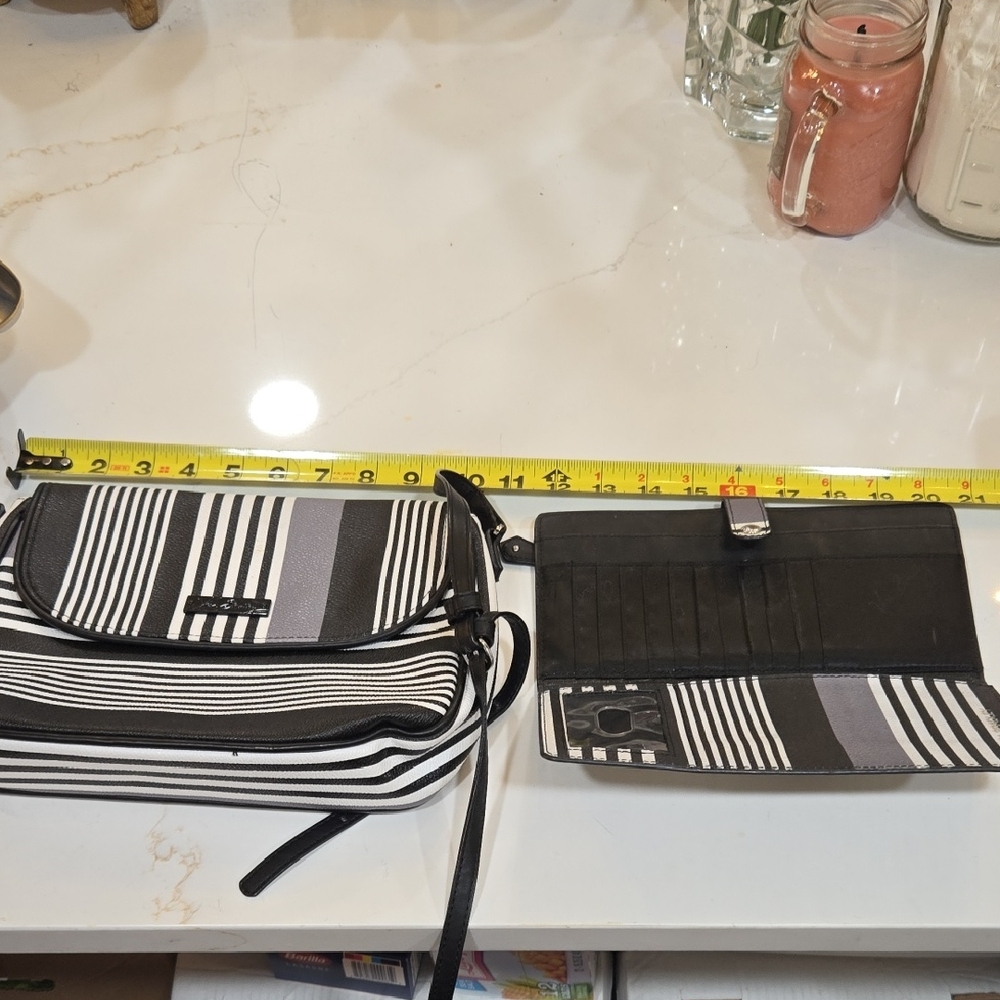 Vera Bradley Black and White Striped Hobo Bag
